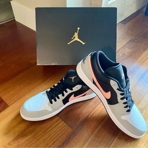 Air Jordan 1 Low Black / Bleached Coral / Grey Fog -US Size 12 -NEW IN BOX, Nike